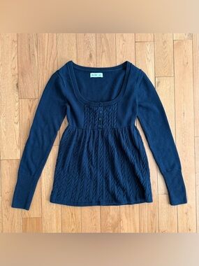 Hollister Navy Blue Babydoll Long Sleeve Top